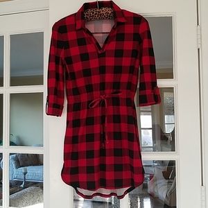 Flannel shirt tail dress